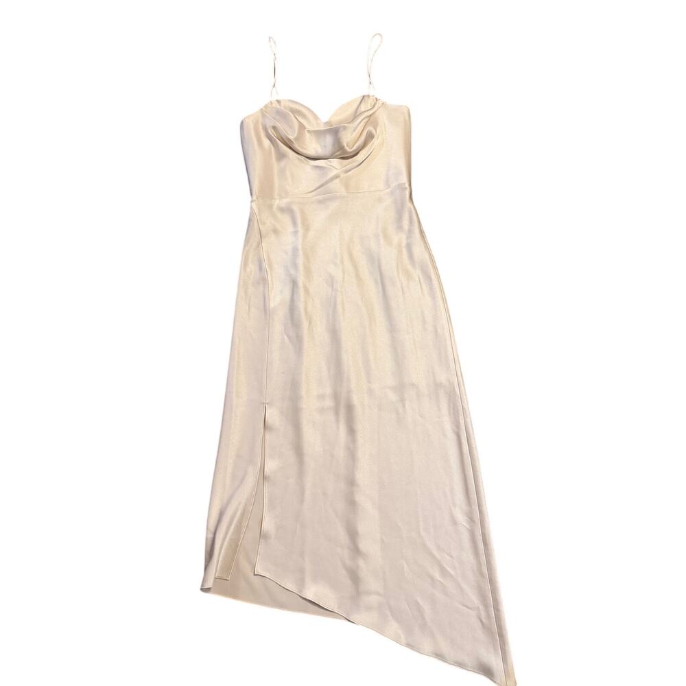 Alice and Olivia Kiyoko cowl-neck midi dress champagne size 6 NEW